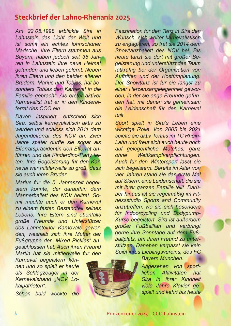 Prinzenkurier 2025 Prinz und Lahno-Rhenania 2025